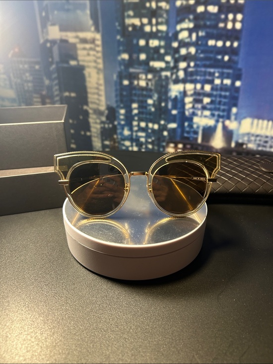 Bottega Veneta Accessories - Bottega Veneta Gold Frame Sunglasses with Brown Lenses